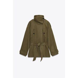 ZARA SHORT COTTON BELTED TRENCH COAT